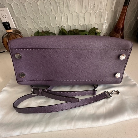 Michael Kors Lavender Saffiano Leather Satchel Bag With Detachable Strap & Dust - Picture 12 of 16
